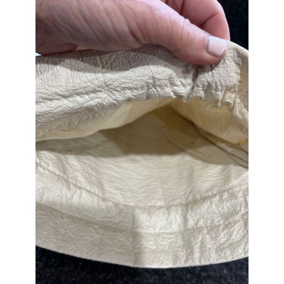 Vtg 1950's Candy Dot Beaded Drawstring Handbag Beige & Clear Colored Bakelite - Picture 9 of 9